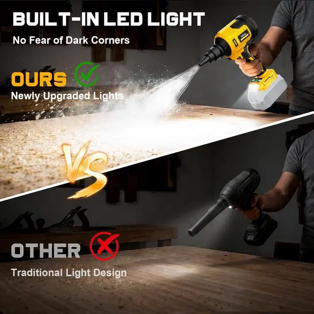Alt view image 5 of 7 - Upgraded Cordless Air Duster Blower Compatible with DeWalt 20V Battery, 4-in-1 Handheld Leaf Blower, 120,000 RPM Brushless Motor, 4 Speeds / 500 MPH/40 CFM for Keyboard, Computer Cleaning(Tool Only)