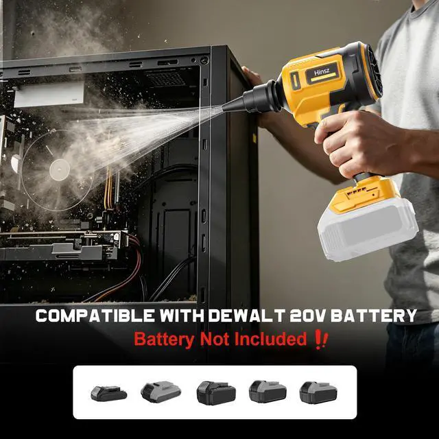 Alt view image 3 of 7 - Upgraded Cordless Air Duster Blower Compatible with DeWalt 20V Battery, 4-in-1 Handheld Leaf Blower, 120,000 RPM Brushless Motor, 4 Speeds / 500 MPH/40 CFM for Keyboard, Computer Cleaning(Tool Only)