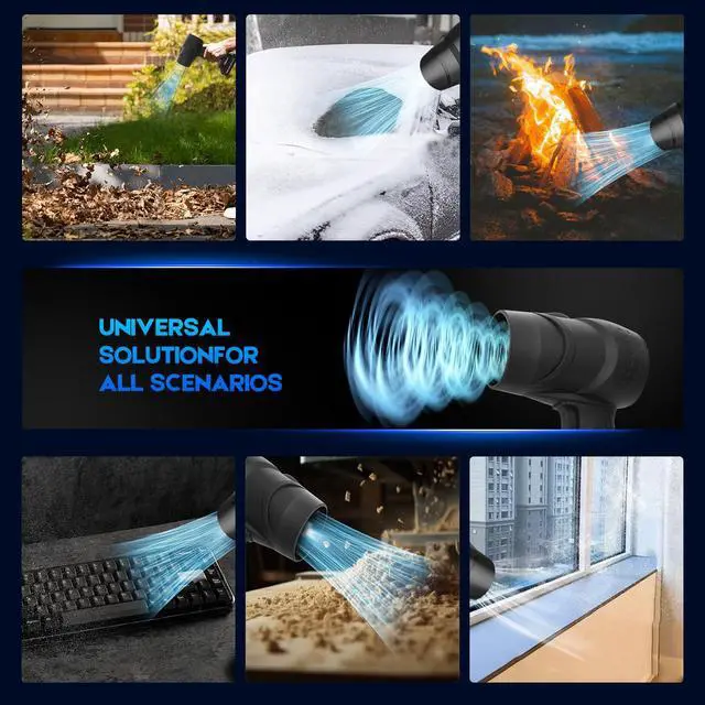 Alt view image 6 of 7 - Cordless Leaf Blower with 2×21V 2500mAh Batteries, High-Speed Handheld Blower with Adjustable Speed, 250000 RPM & 130MPH Turbo Airflow, Lightweight & Portable for Patio, Lawn, Car, Camping