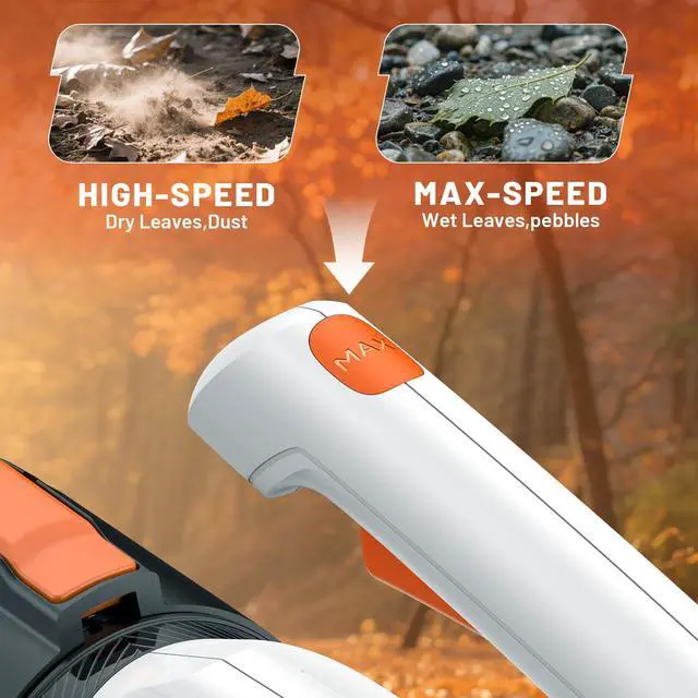Alt view image 5 of 7 - 20V Cordless Leaf Blower, Dual 2×2.0Ah Batteries Included, 350CFM/85MPH, 2-Speed Lightweight Handheld Electric Blower for Lawn, Patio, Dust & Leaves