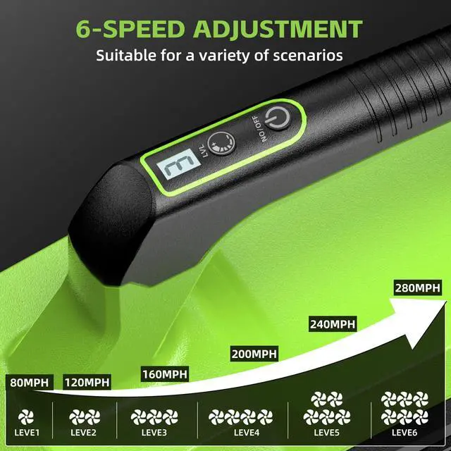 Alt view image 3 of 7 - 750CFM Leaf Blower Cordless with Battery and Charger for Lawn Care-Green