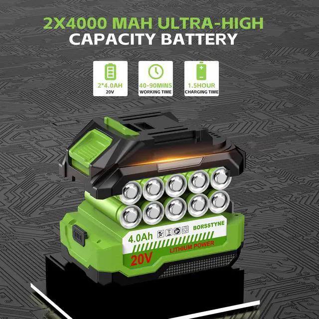 Alt view image 5 of 7 - 750CFM Leaf Blower Cordless with Battery and Charger for Lawn Care-Green