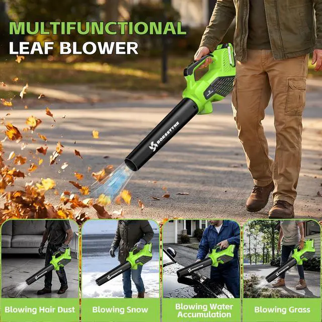 Alt view image 6 of 7 - 750CFM Leaf Blower Cordless with Battery and Charger for Lawn Care-Green