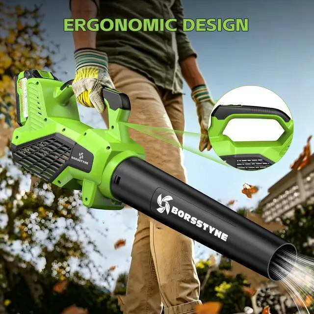 Alt view image 7 of 7 - 750CFM Leaf Blower Cordless with Battery and Charger for Lawn Care-Green