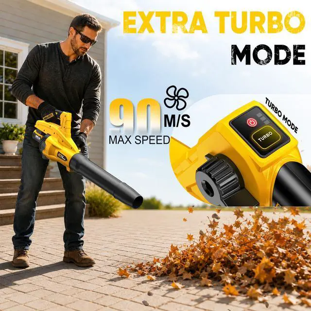 Alt view image 6 of 7 - Leaf Blower Cordless, 650CFM & 13 Speed Modes, Brushless Electric Cordless Leaf Blowers with 2 x 5.0Ah Batteries and Charger, 21V Powerful Blowers for Lawn Care, Blowing Leaves, Dust, Snow