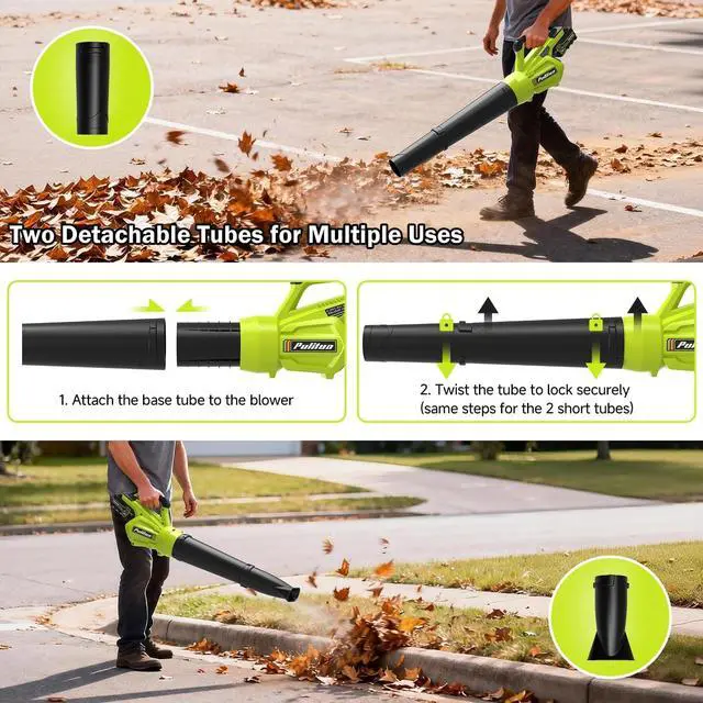 Alt view image 6 of 7 - Leaf Blower Cordless, 500CFM/ 125MPH Lightweight Cordless Blower with 2X 4.0 Batteries and Fast Charger, Variable Speed Battery Leaf Blowers for Lawn Care, Leaves, Grass, Patio, Yard
