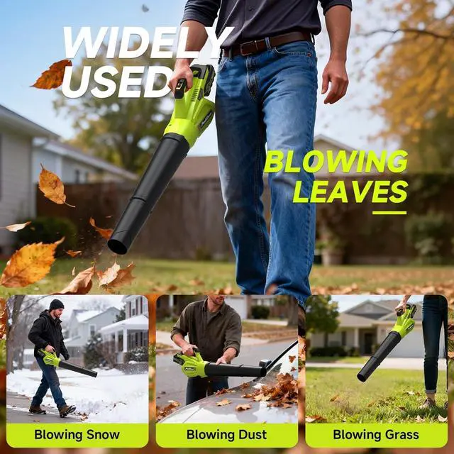 Alt view image 7 of 7 - Leaf Blower Cordless, 500CFM/ 125MPH Lightweight Cordless Blower with 2X 4.0 Batteries and Fast Charger, Variable Speed Battery Leaf Blowers for Lawn Care, Leaves, Grass, Patio, Yard