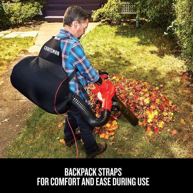 Alt view image 4 of 7 - 3-in-1 Leaf Blower, Vacuum and Mulcher, Backpack Blower Up to 260 MPH, 12 Amp, Corded Electric Leaf Collector (CMEBL7000)