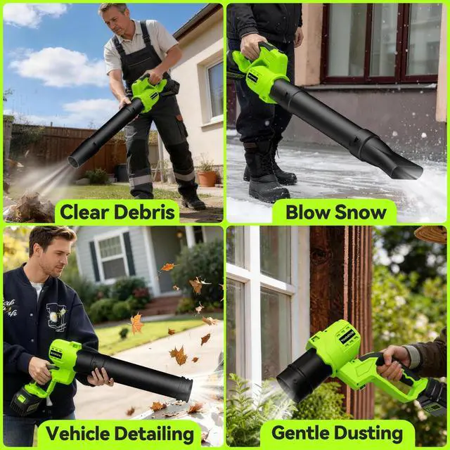 Alt view image 5 of 7 - Leaf Blower Cordless with Battery and Charger, Cordless Leaf Blower with Rotatable Body, 2-Pack 20V Batteries, 6-Speed, Shoulder Strap; Handheld Blower for Lawn Care, Car, Patio, Dust
