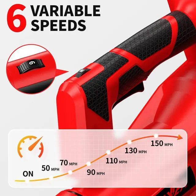 Alt view image 3 of 7 - Cordless Leaf Blower, 6 Speed Modes, 500 CFM/150 MPH Leaf Blower Cordless with 3 Tubes & 2x4.0Ah Batteries, Battery Powered Leaf Blowers for Patio, Yard, Sidewalk, Garage Cleaning, Lawn Care