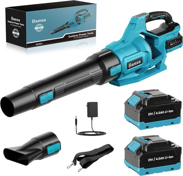 Main image of Leaf Blower Cordless 21V, Battery Leaf Blower with 2 x 4.0Ah Batteries and Charger, 3 Speed Modes, Handheld Cordless Blower for Lawn Care, Blowing Leaves, Small Gravel, Blue