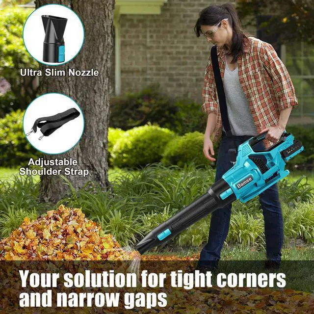 Alt view image 5 of 7 - Leaf Blower Cordless 21V, Battery Leaf Blower with 2 x 4.0Ah Batteries and Charger, 3 Speed Modes, Handheld Cordless Blower for Lawn Care, Blowing Leaves, Small Gravel, Blue