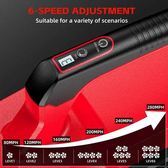 Alt view image 3 of 7 - 750CFM Leaf Blower Cordless with Battery and Charger for Lawn Care-Red