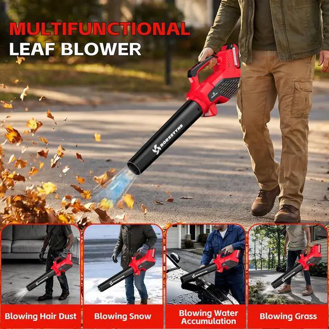 Alt view image 6 of 7 - 750CFM Leaf Blower Cordless with Battery and Charger for Lawn Care-Red