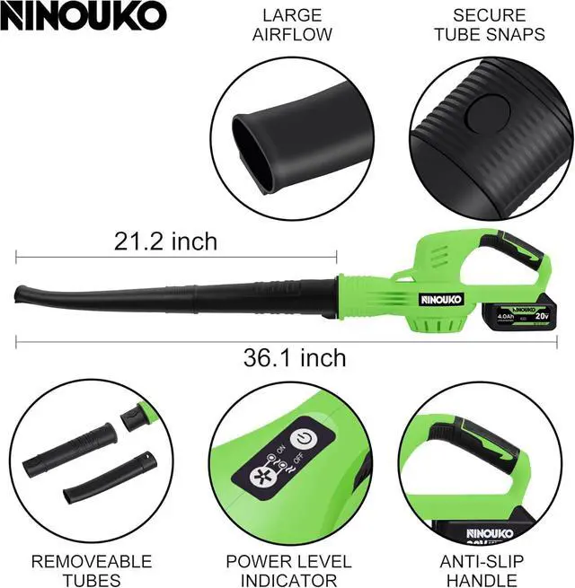 Alt view image 7 of 7 - Leaf Blower Cordless with 4.0Ah Battery and Charger, 2 Speed Modes