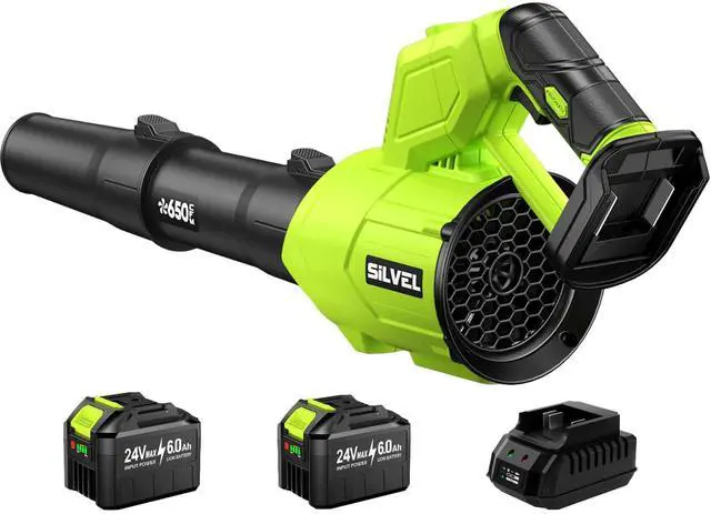 Main image of 2-in-1 Leaf Blower Cordless, 650 CFM 4 Speed Mode, 2 ×6.0Ah Batteries & Charger, 200MPH Handheld Leaf Blowers for Lawn Care, Portable Lightweight Electric Leaf Blower for Yard, Patio