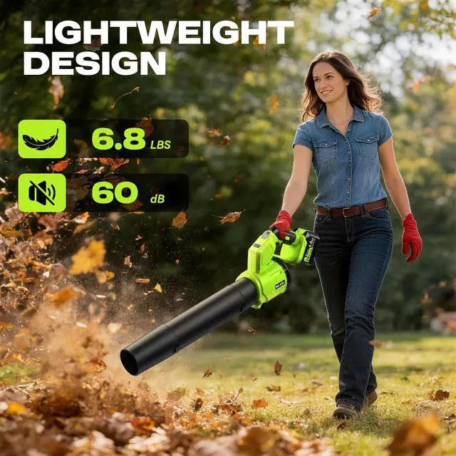 Alt view image 4 of 7 - 2-in-1 Leaf Blower Cordless, 650 CFM 4 Speed Mode, 2 ×6.0Ah Batteries & Charger, 200MPH Handheld Leaf Blowers for Lawn Care, Portable Lightweight Electric Leaf Blower for Yard, Patio