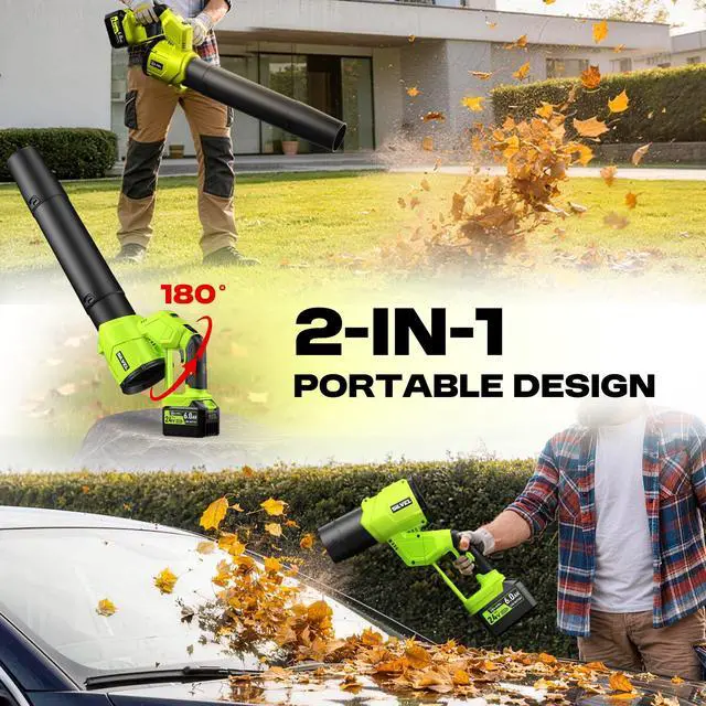 Alt view image 5 of 7 - 2-in-1 Leaf Blower Cordless, 650 CFM 4 Speed Mode, 2 ×6.0Ah Batteries & Charger, 200MPH Handheld Leaf Blowers for Lawn Care, Portable Lightweight Electric Leaf Blower for Yard, Patio