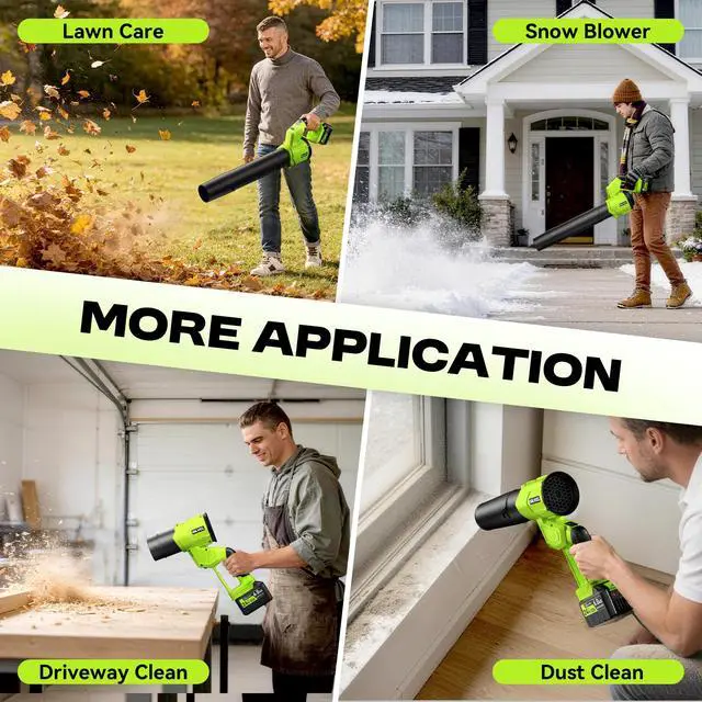 Alt view image 7 of 7 - 2-in-1 Leaf Blower Cordless, 650 CFM 4 Speed Mode, 2 ×6.0Ah Batteries & Charger, 200MPH Handheld Leaf Blowers for Lawn Care, Portable Lightweight Electric Leaf Blower for Yard, Patio