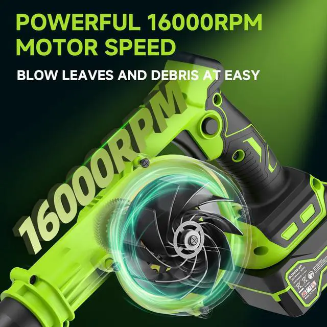 Alt view image 5 of 7 - Leaf Blower Cordless with Battery and Charger, 20V Electric Cordless Blower 135MPH Small Leaf Blower, Lightweight Battery Blower Yard Tools Grass Blowers for Lawn Care Patio Backyard Leaves and Dust