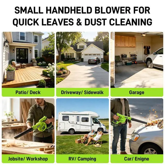 Alt view image 7 of 7 - Leaf Blower Cordless with Battery and Charger, 20V Electric Cordless Blower 135MPH Small Leaf Blower, Lightweight Battery Blower Yard Tools Grass Blowers for Lawn Care Patio Backyard Leaves and Dust