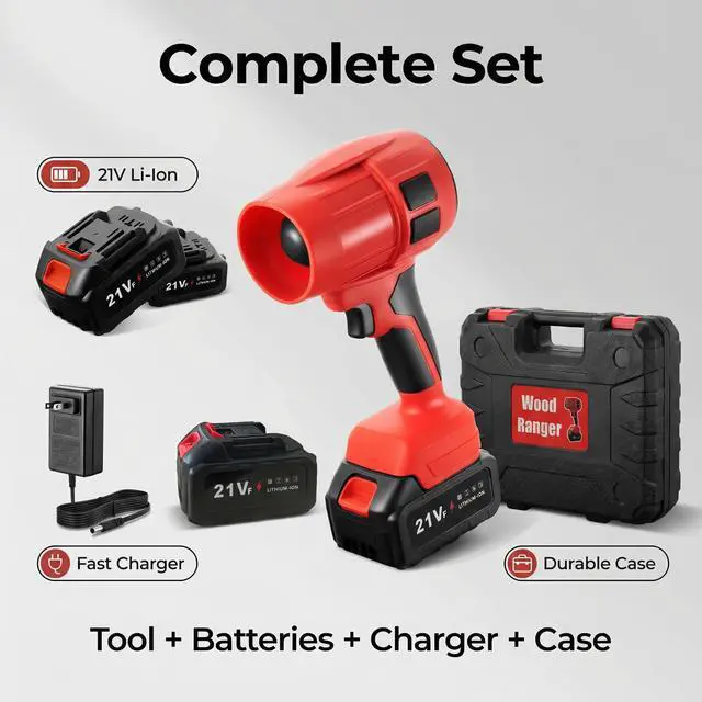 Alt view image 2 of 7 - Power Leaf Blower,21V Cordless Leaf Blower, 2X 4.0Ah Batteries Handheld Electric Blower Ideal for Yard Cleaning, Lawn Maintenance, and Blowing Away Leaves and Dust
