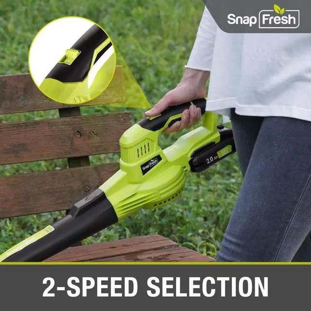 Alt view image 6 of 7 - 20V Leaf Blower, Leaf Blower Cordless with 2.0Ah Battery & Fast Charger, 2.7lbs Lightweight Electric Leaf Blower, 2 Speed Modes for Lawn, Patio, Yard & Sidewalk Care