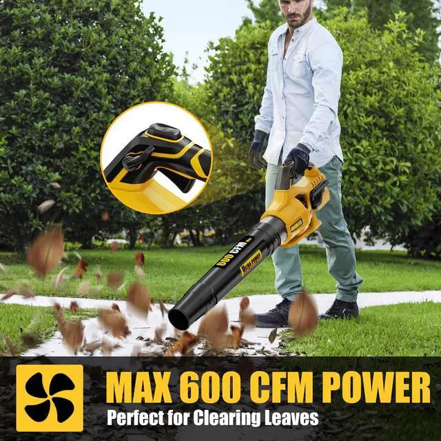 Alt view image 3 of 7 - 600 CFM Cordless Leaf Blower for Dewalt 20V Max Battery (Tool Only)