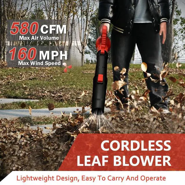 Alt view image 4 of 6 - Leaf Blower Cordless for Milwaukee M18 Battery(No Battery) - 580CFM & 6 Speed Levels, Electric Brushless Cordless Handheld Blower for Town Care, Patio, Blowing Leaves and Snow (Black & Red)