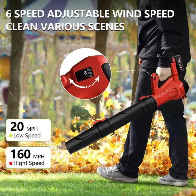 Alt view image 5 of 6 - Leaf Blower Cordless for Milwaukee M18 Battery(No Battery) - 580CFM & 6 Speed Levels, Electric Brushless Cordless Handheld Blower for Town Care, Patio, Blowing Leaves and Snow (Black & Red)