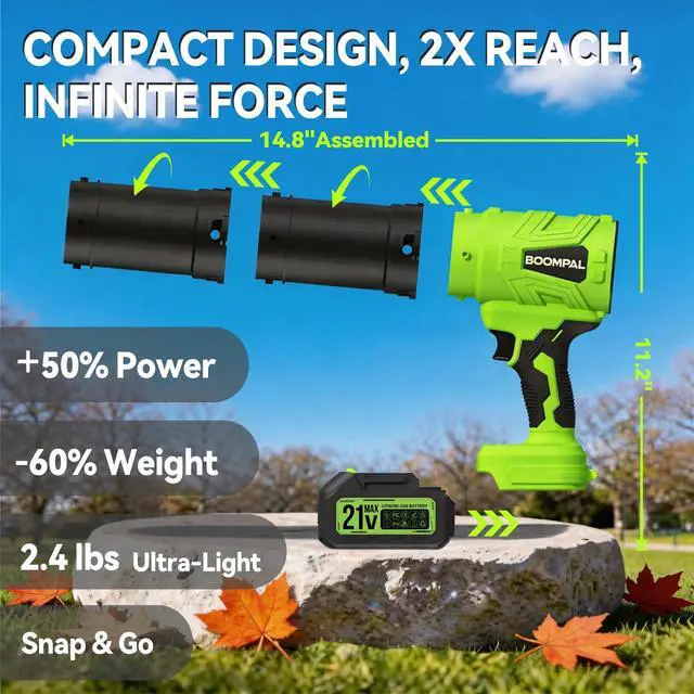 Alt view image 2 of 7 - Leaf Blower Cordless with Battery and Charger, Cordless Leaf Blower with 2-Pack 20V Batteries, Variable Speed, Extended Nozzle; Handheld Blower for Lawn Care, Car, Patio, Dust