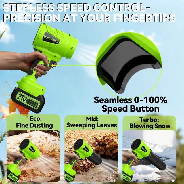 Alt view image 4 of 7 - Leaf Blower Cordless with Battery and Charger, Cordless Leaf Blower with 2-Pack 20V Batteries, Variable Speed, Extended Nozzle; Handheld Blower for Lawn Care, Car, Patio, Dust