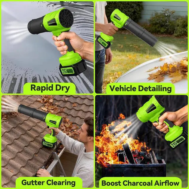 Alt view image 5 of 7 - Leaf Blower Cordless with Battery and Charger, Cordless Leaf Blower with 2-Pack 20V Batteries, Variable Speed, Extended Nozzle; Handheld Blower for Lawn Care, Car, Patio, Dust