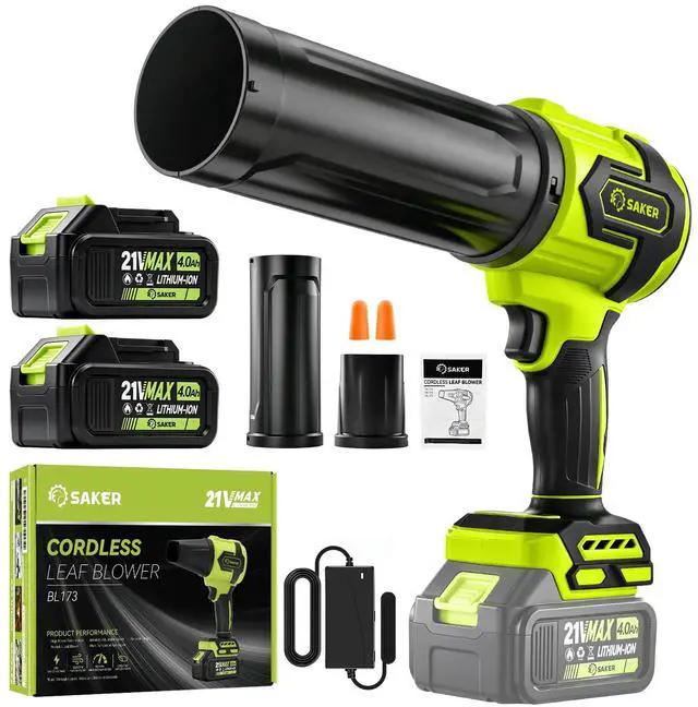 Main image of Cordless Leaf Blower Portable Dust Cleaner with 2 Extended Nozzle for Lawn Care Drying Patio Cleaning 2 Batteries