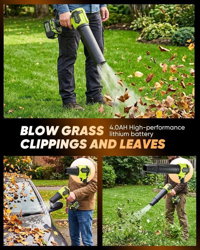 Alt view image 2 of 7 - Cordless Leaf Blower Portable Dust Cleaner with 2 Extended Nozzle for Lawn Care Drying Patio Cleaning 2 Batteries
