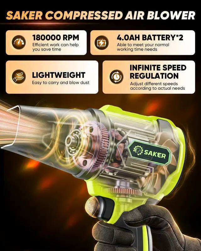 Alt view image 3 of 7 - Cordless Leaf Blower Portable Dust Cleaner with 2 Extended Nozzle for Lawn Care Drying Patio Cleaning 2 Batteries