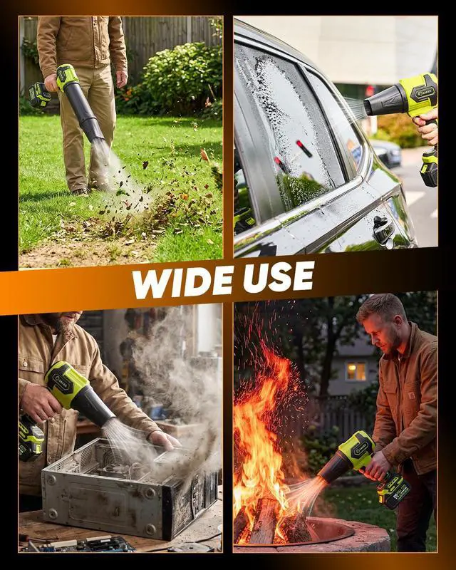 Alt view image 5 of 7 - Cordless Leaf Blower Portable Dust Cleaner with 2 Extended Nozzle for Lawn Care Drying Patio Cleaning 2 Batteries