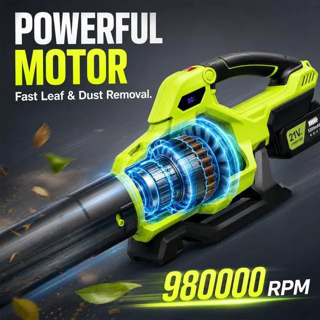 Alt view image 4 of 7 - Cordless Leaf Blower with 5 Speed Modes,5.2Ah Battery Blowers for Lawn Care