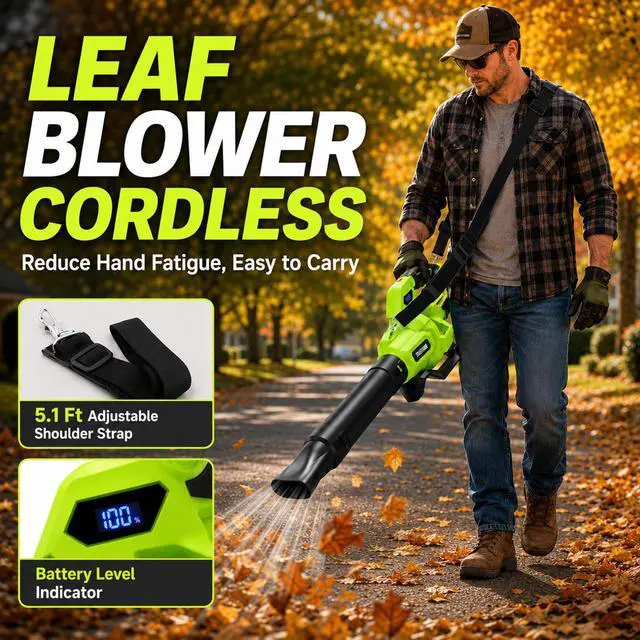 Alt view image 6 of 7 - Cordless Leaf Blower with 5 Speed Modes,5.2Ah Battery Blowers for Lawn Care