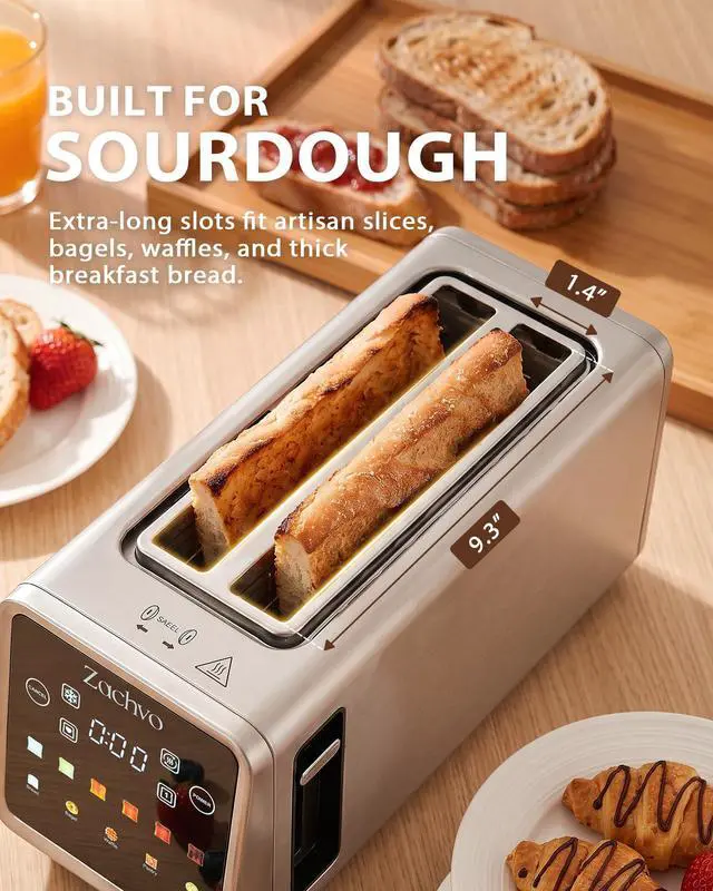 Alt view image 2 of 7 - Long Slot Toaster for Sourdough & Artisan Bread with Smart Touchscreen