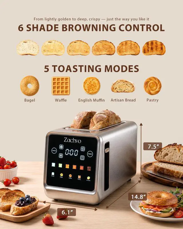 Alt view image 4 of 7 - Long Slot Toaster for Sourdough & Artisan Bread with Smart Touchscreen