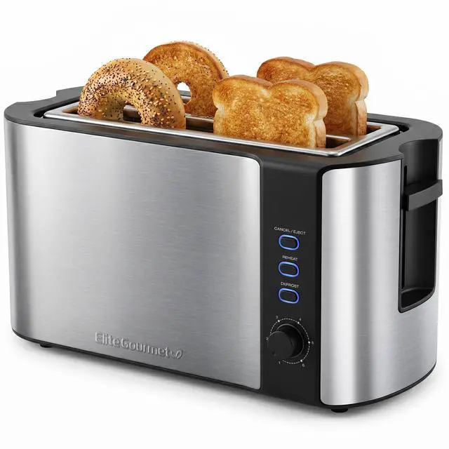 Main image of 4-Slice Long Slot Toaster, Stainless Steel