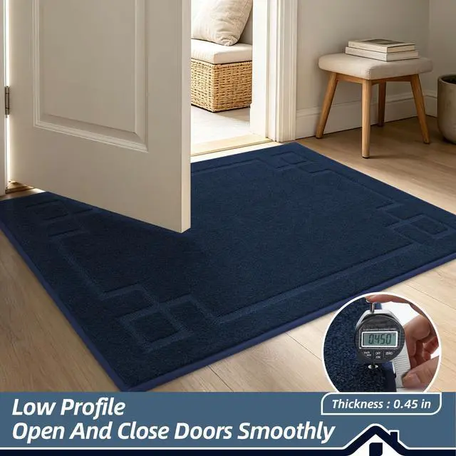 Alt view image 5 of 7 - Door Mat 24" x 36", Non-Slip Door Mats Indoor Washable, Navy Blue