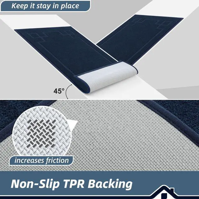 Alt view image 4 of 7 - Door Mat 24" x 36", Non-Slip Door Mats Indoor Washable, Navy Blue