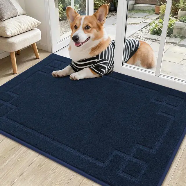 Main image of Door Mat 24" x 36", Non-Slip Door Mats Indoor Washable, Navy Blue