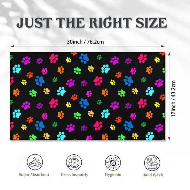 Alt view image 2 of 7 - Door Mat,Paws Print Front Doormats 17''x30'',Colorful Dog Paw Print Indoor Outdoor Entrance Welcome Mat,Low-Profile Floor Rugs for Entry Patio