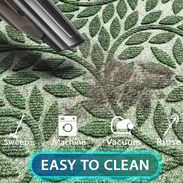 Alt view image 4 of 6 - Front Door Mat Entrance,Durable Heavy Duty Welcome Mat,Thick Absorbent Natural Rubber Non Slip Mat,Sturdy Entryway Green, 17"x30"