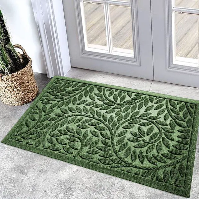 Main image of Front Door Mat Entrance,Durable Heavy Duty Welcome Mat,Thick Absorbent Natural Rubber Non Slip Mat,Sturdy Entryway Green, 17"x30"