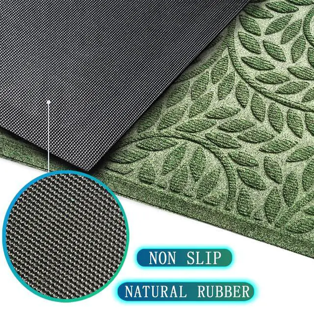 Alt view image 5 of 6 - Front Door Mat Entrance,Durable Heavy Duty Welcome Mat,Thick Absorbent Natural Rubber Non Slip Mat,Sturdy Entryway Green, 17"x30"
