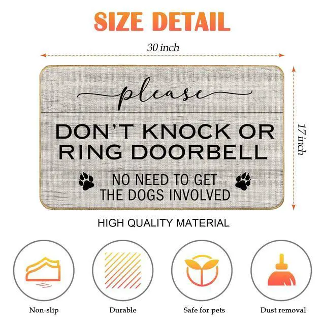 Alt view image 6 of 6 - Dog Welcome Mat, Dog Doormat - 17x30 Inch, Please Don't Knock